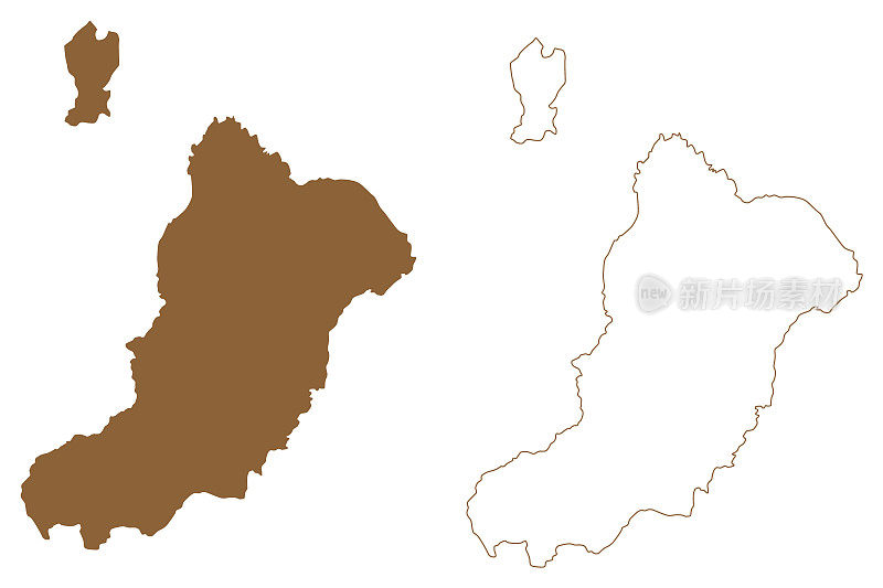 Graciosa island (Kingdom of Spain, Canary Islands, Chinijo Archipelago) map vector illustration, scribble sketch La Graciosa and Montana Clara map